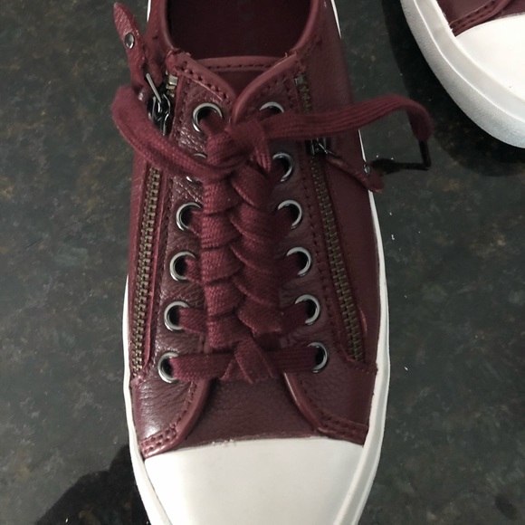 Coach Leather Sneakers with Zippers Burgundy NWT - Picture 2 of 6